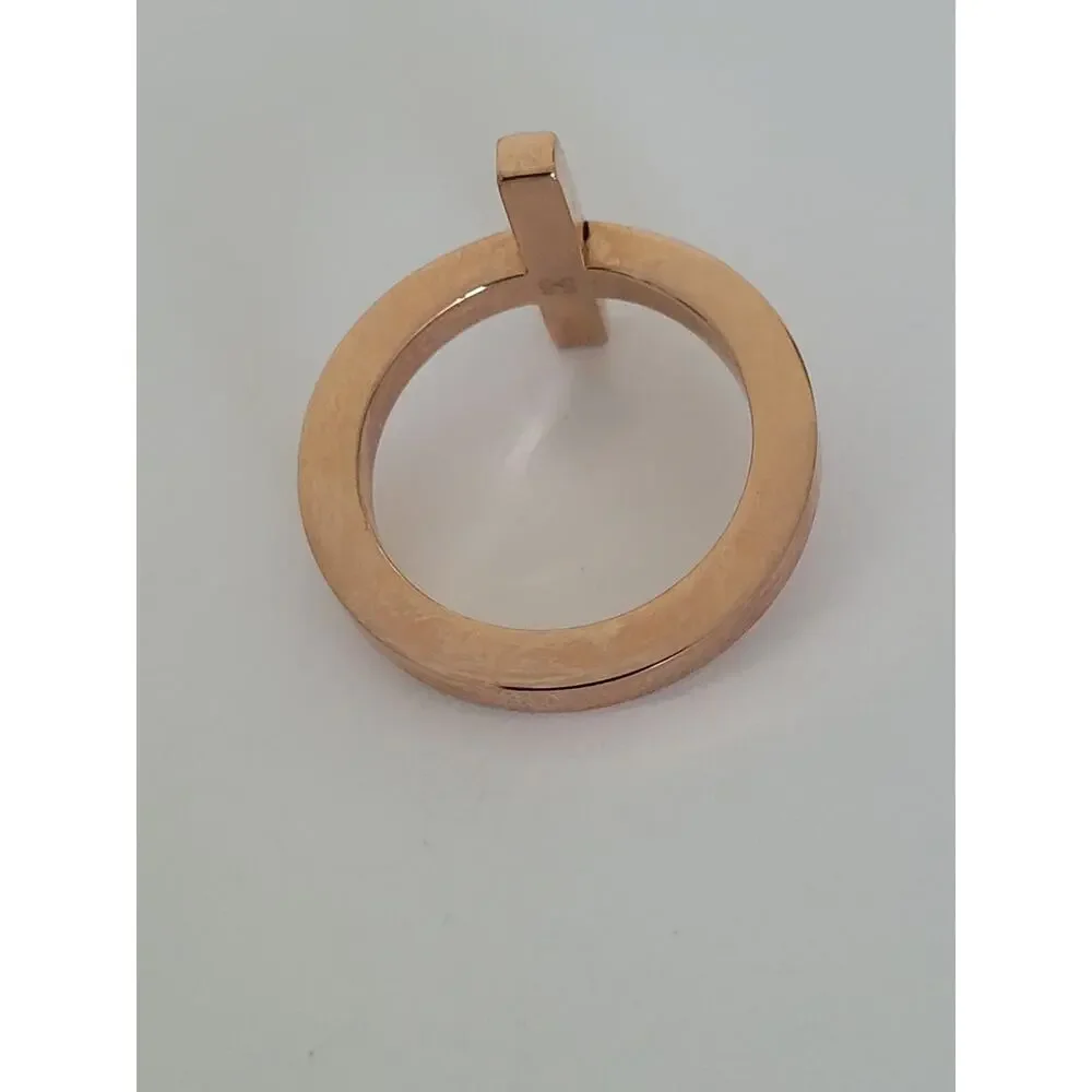 Folli Follie Rose Gold Side Cross‎ Ring Size 56 US 7.5 Minimalistic Modern